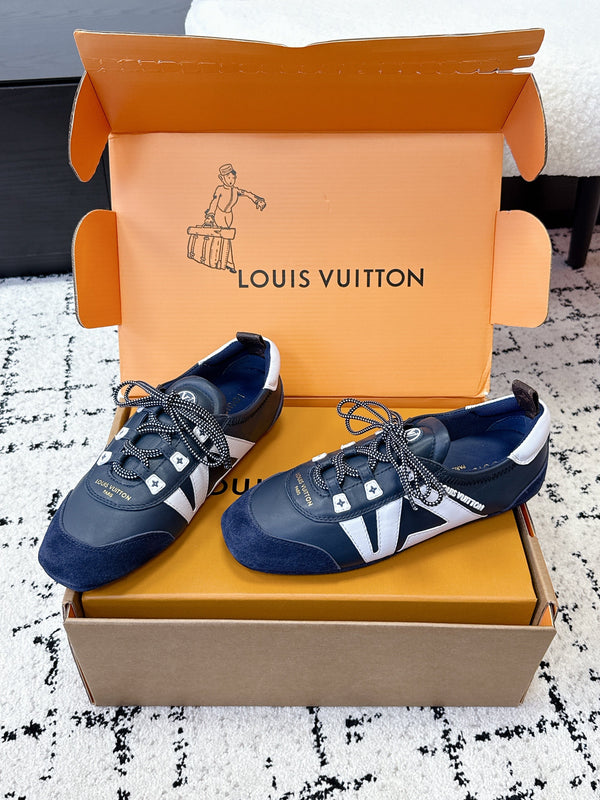 LV Sneakerina Sneaker Navy Blue White Suede Leather 616973