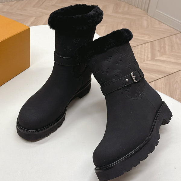 LV 2026 Territory Ankle Boot Black Nubuck Calf Leather 595440