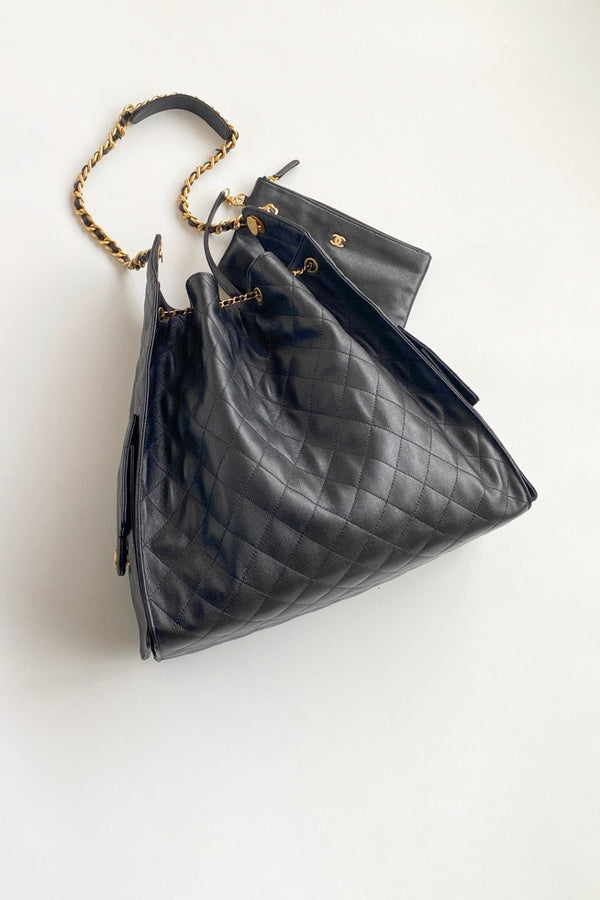 CC 25C Hobo Bag 42cm Black Grained Calfskin