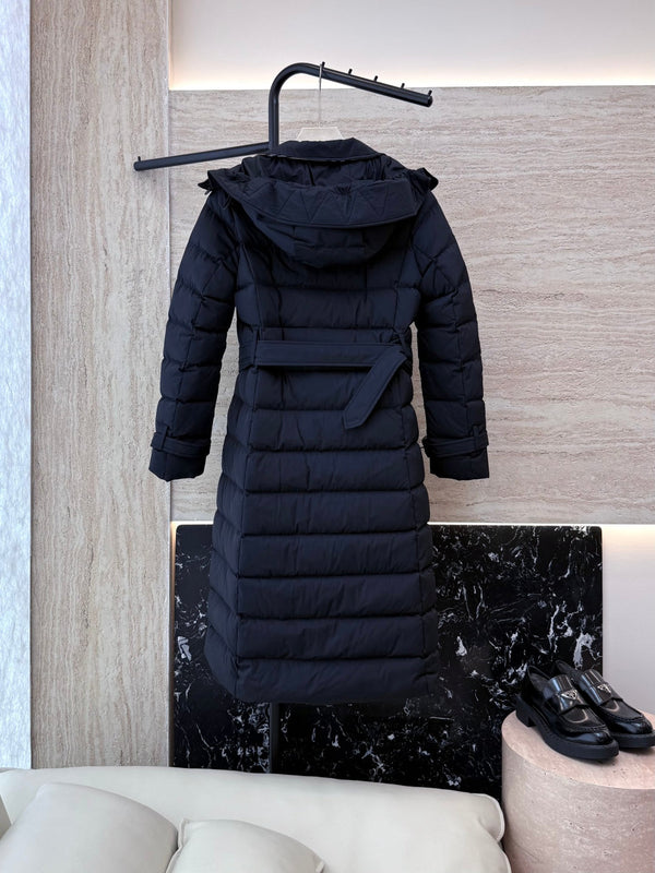 Burberry 25 Double-Breasted Slim Fit Long Down Jacket Black Polyester