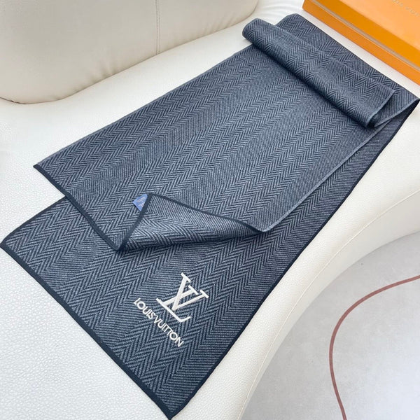 LV Couple's Style Scarf 180cm Black Cashmere 976364