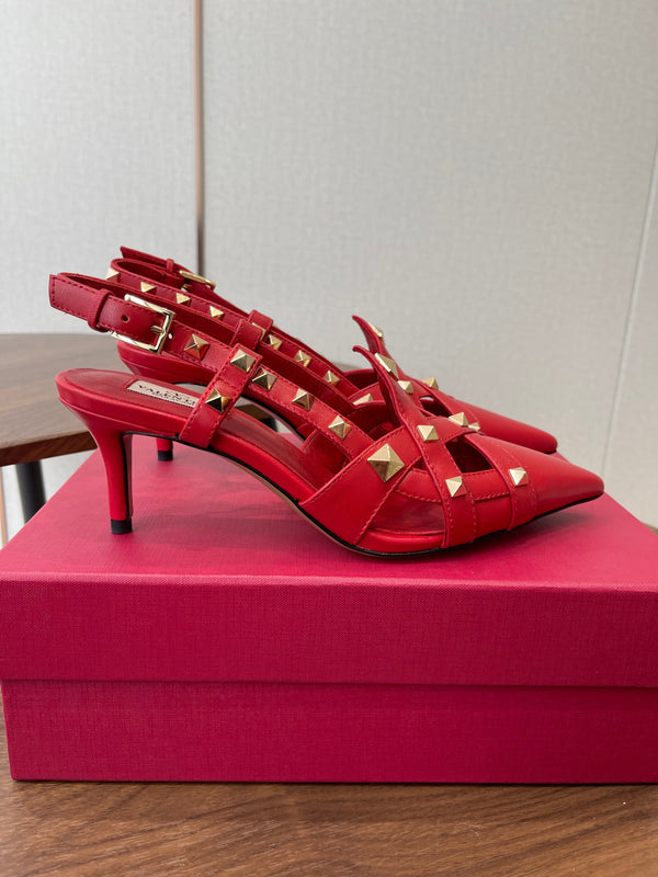 VT Studdy Pumps 65mm Red Leather 624351