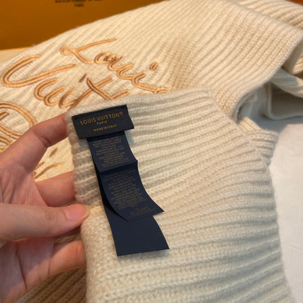 LV Exclusive Scarf 180cm White Wool 978802