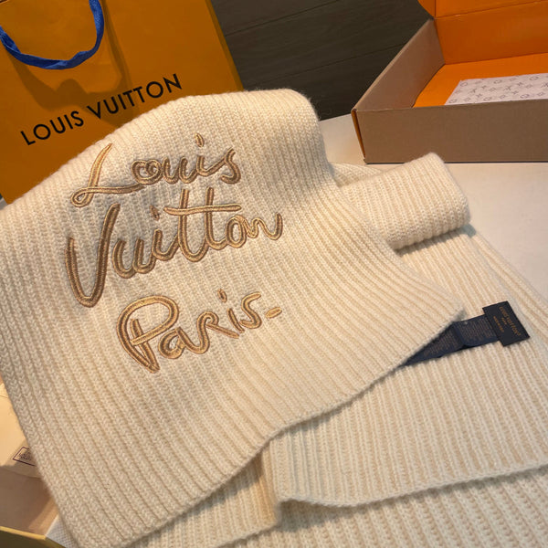 LV Exclusive Scarf 180cm White Wool 978802