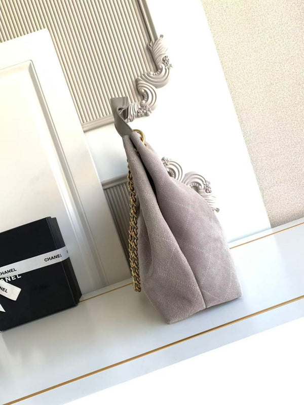 Chanel 2026 Hippie Hobo Bag 35cm Gray Suede 326216
