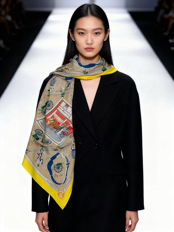 HM 25s The King Scarf 140cm Dark Beige Yellow Cashmere 973050