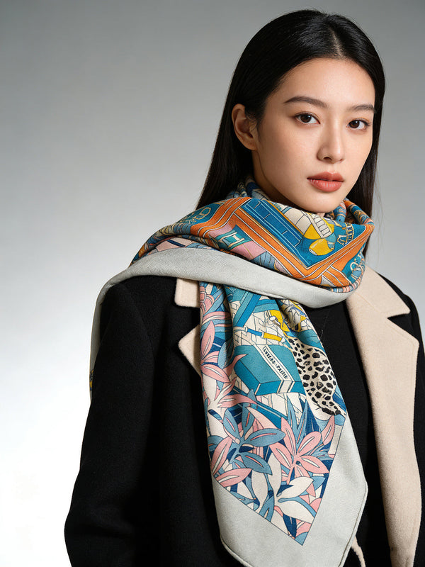 HM 25s Reversible Scarf 140cm Pink Blue Cashmere 976228