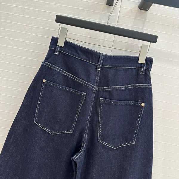Fendi 25 Denim Scimitar Pants Dark Blue Cotton