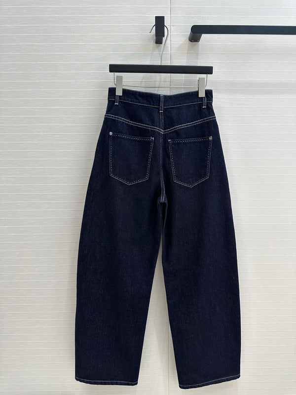 Fendi 25 Denim Scimitar Pants Dark Blue Cotton