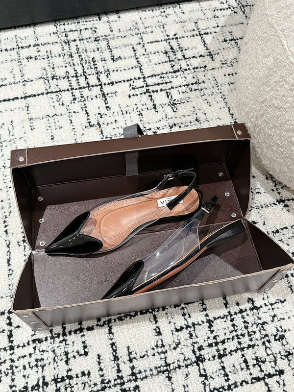 alaia slingbacks flat optic black heart lambskin