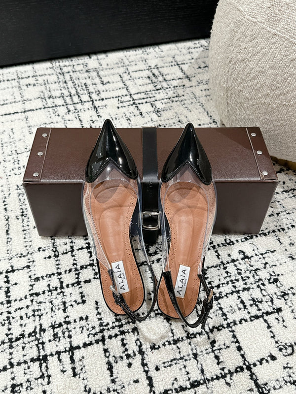 alaia slingbacks flat optic black heart lambskin