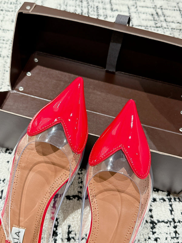 alaia slingbacks flat optic red heart lambskin