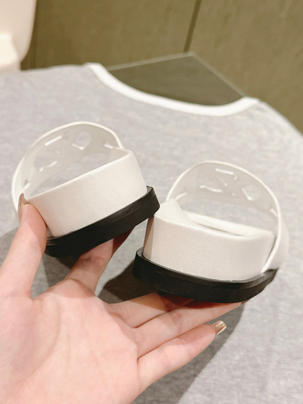 lv sandal isola flat mule white calfskin