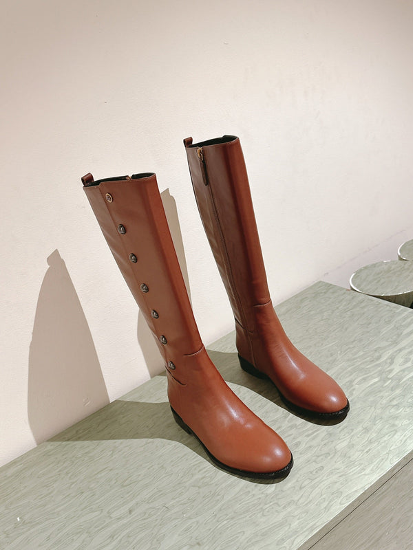 Gucci Button Boots Brown Black Sheepskin 484876