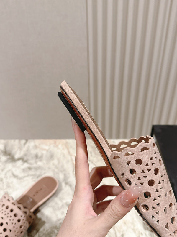 Alaia 2025 Vienne Slippers Pink Lambskin 293660