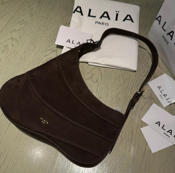 WAVE HOBO BAG 29 IN CHOCOLATE SUEDE