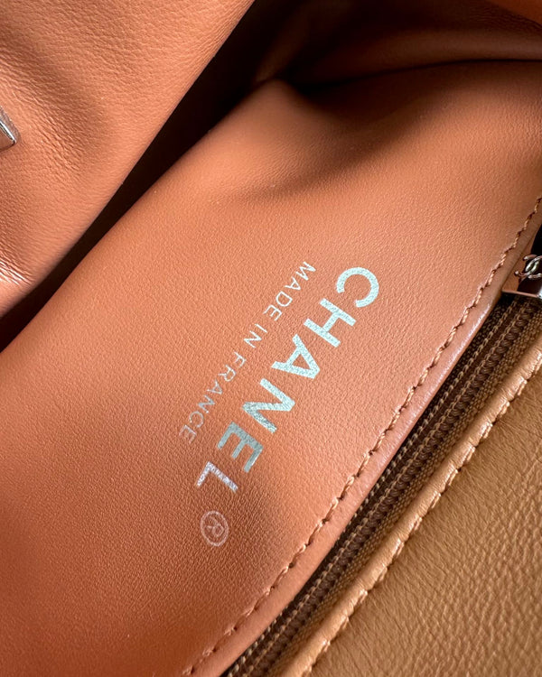 mini flap bag 17 brown lambskin silver hardware