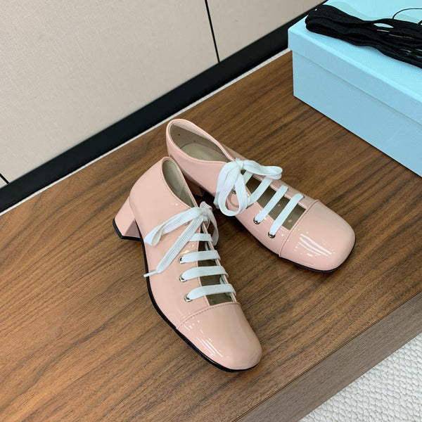 Prada 25s Mary Jane Shoes 55mm Light Pink Patent Leather