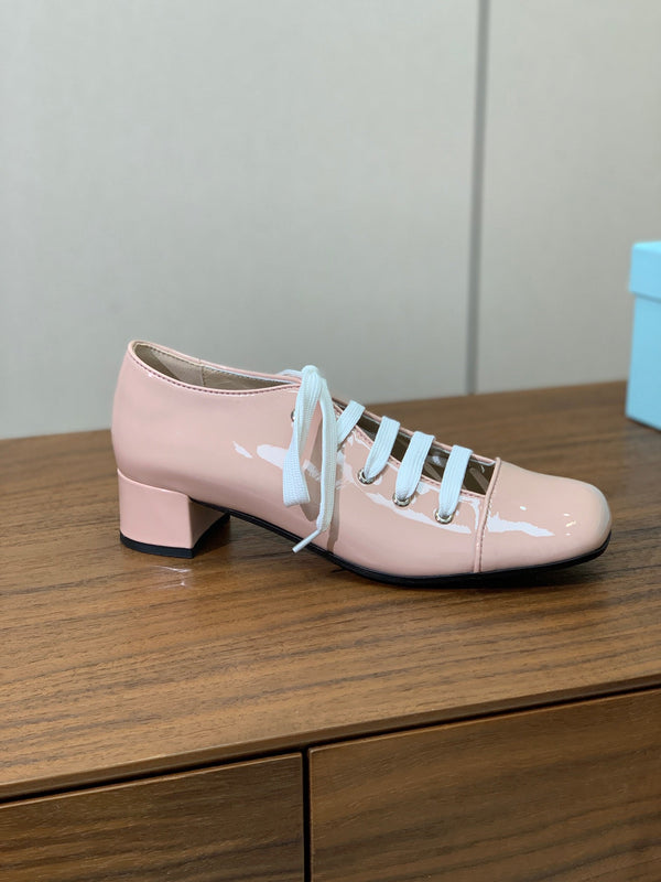 Prada 25s Mary Jane Shoes 55mm Light Pink Patent Leather