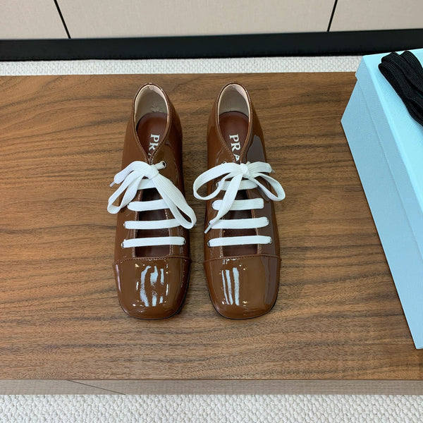 Prada 25s Mary Jane Shoes 55mm Brown Patent Leather