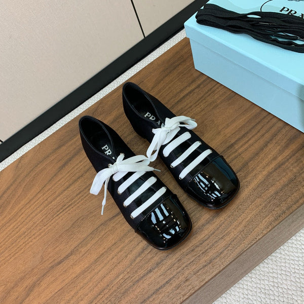 Prada 25s Mary Jane Shoes 55mm Black Satin Patent Leather