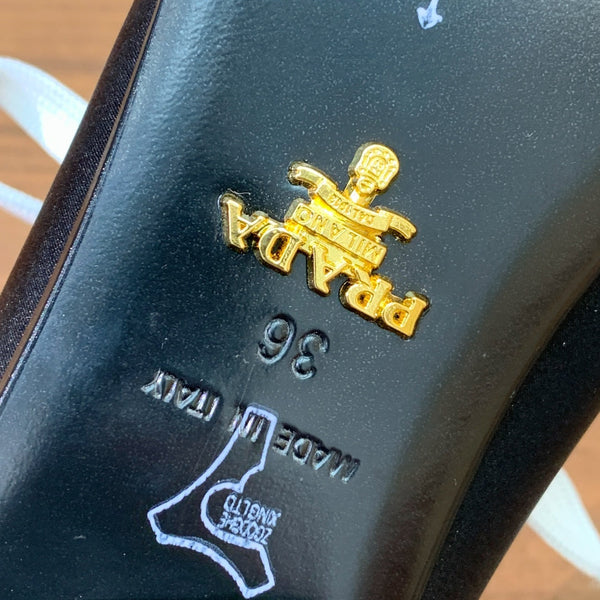 Prada 25s Mary Jane Shoes 55mm Black Satin Patent Leather