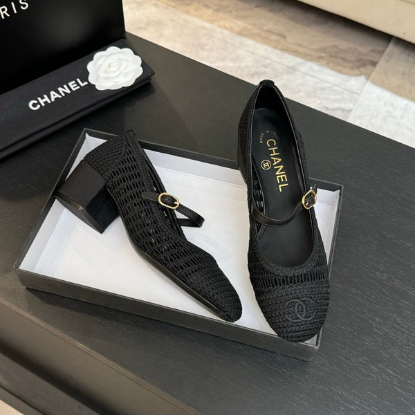 CC 25P Mary Jane 50mm Black Raffia 373787