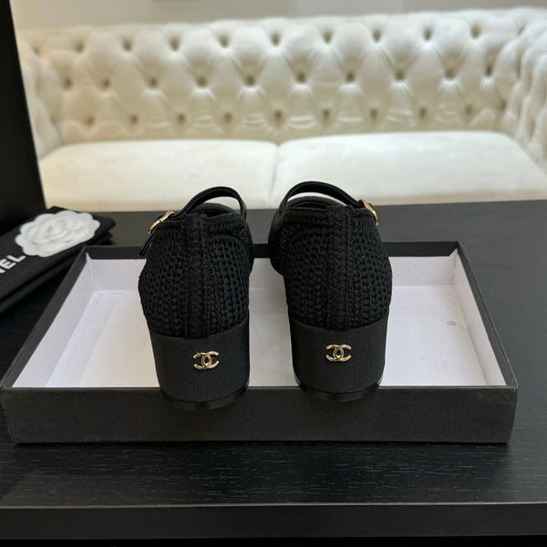 CC 25P Mary Jane 50mm Black Raffia 373787