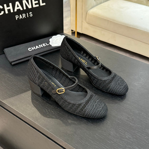 CC 25P Mary Jane 50mm Black Raffia 373787