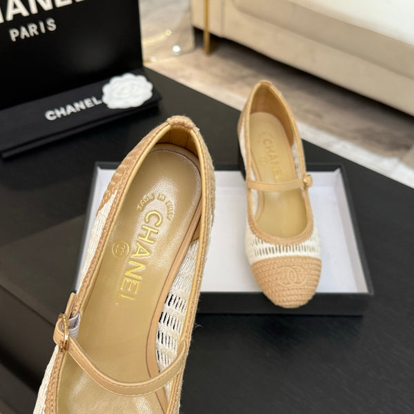 CC 25P Mary Jane 50mm Beige White Raffia 373790