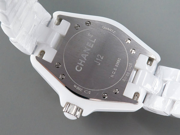 J12 Date Quartz White Ceramic Black Numerals White Dial