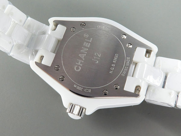 J12 Date Quartz White Ceramic Diamond Numerals White Dial