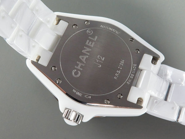 J12 Automatic White Ceramic Black Diamond Numerals Mop Dial