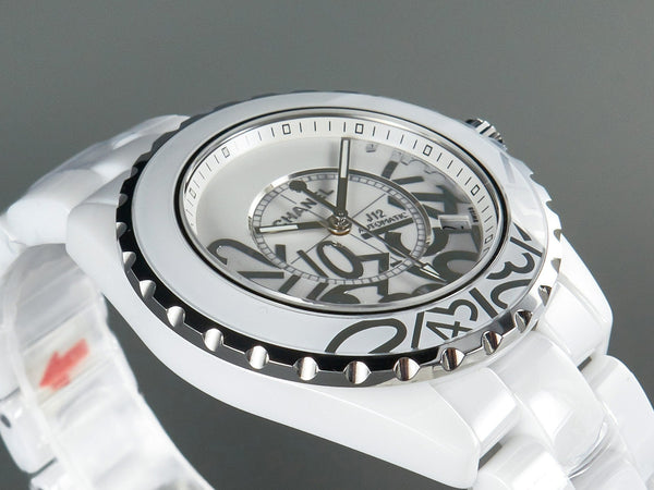 J12 Date 38mm Automatic White Ceramic Stainless Graffiti Limited