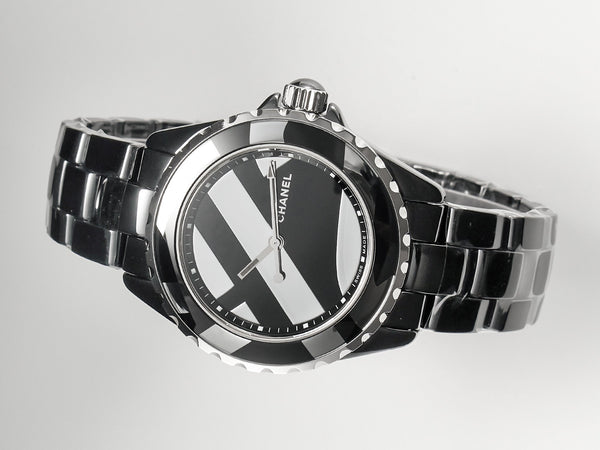 J12 38mm Automatic Limited Untitled H5582 Black Ceramic Black Steel Dial