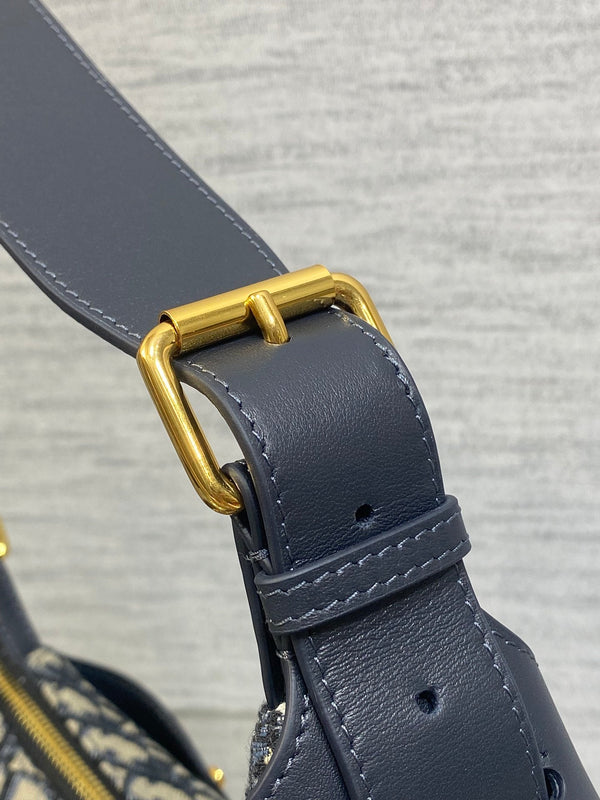 Dior 2025 Voyage Bag 23cm Navy Blue mix Beige Canvas Leather 270572