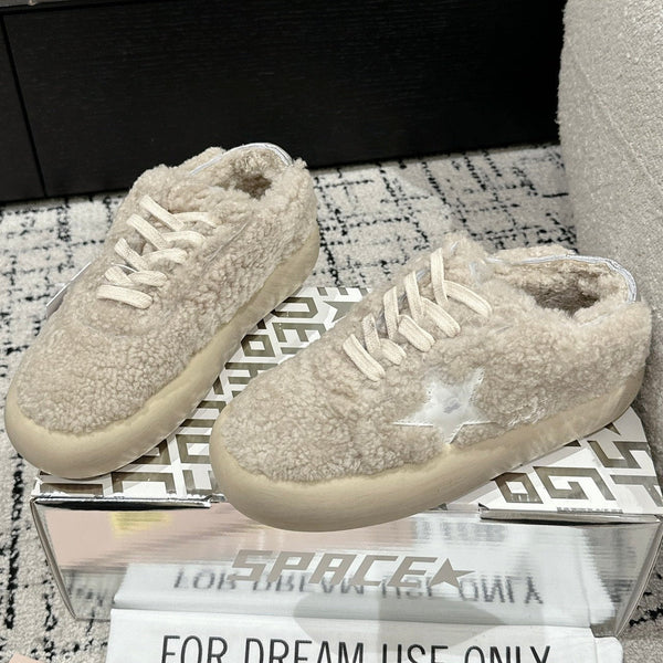 Golden Goose 2025 Space-Star Sabot Sneaker Beige White Wool 141175