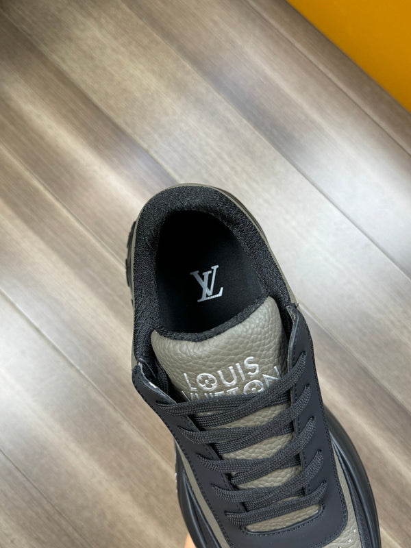 LV SPORT SNEAKER IN OLIVE GREEN MIX BLACK CALFSKIN WITH LOGO