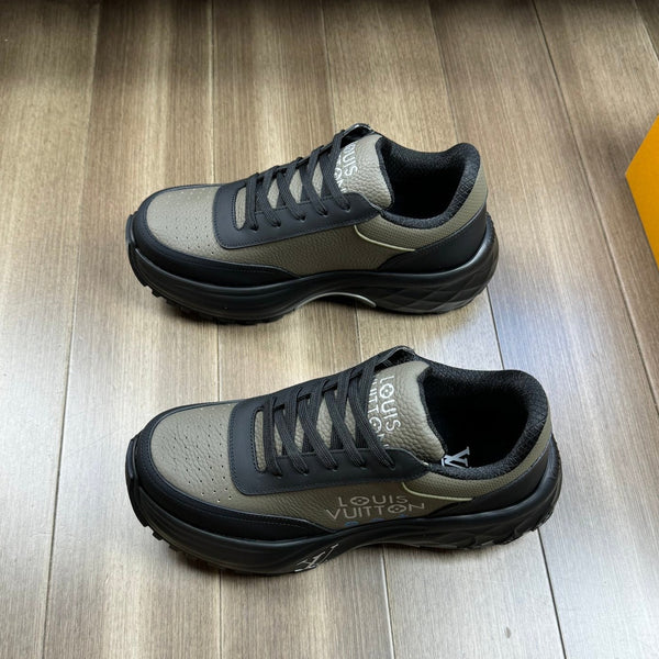 LV SPORT SNEAKER IN OLIVE GREEN MIX BLACK CALFSKIN WITH LOGO