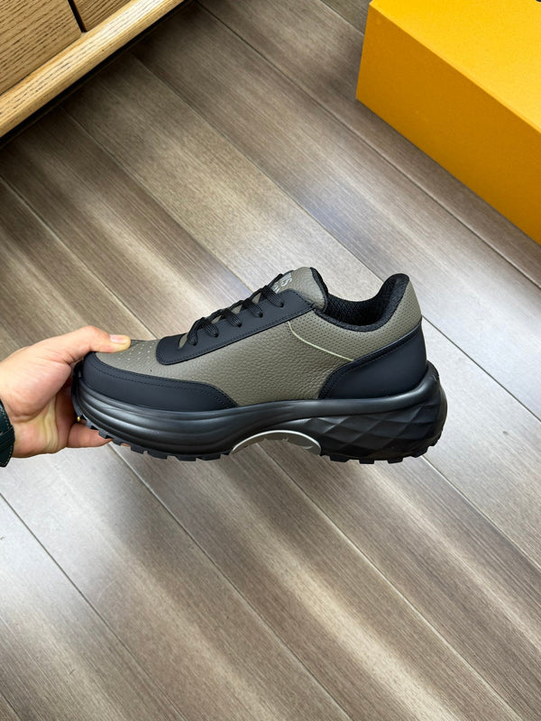 LV SPORT SNEAKER IN OLIVE GREEN MIX BLACK CALFSKIN WITH LOGO