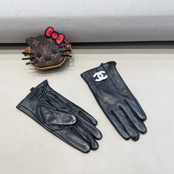 GLOVES IN BLACK LAMBSKIN WITH WHITE LOGO 462412