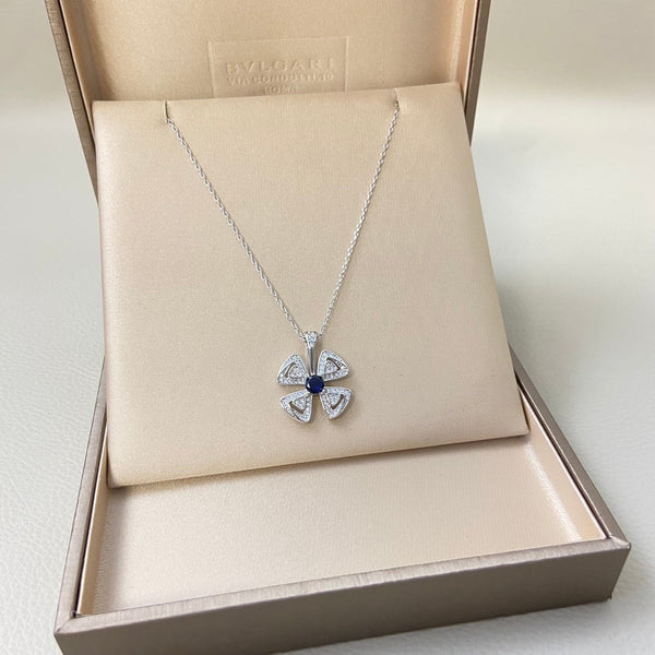 BVL Flower Blue Diamond Windmill Necklace