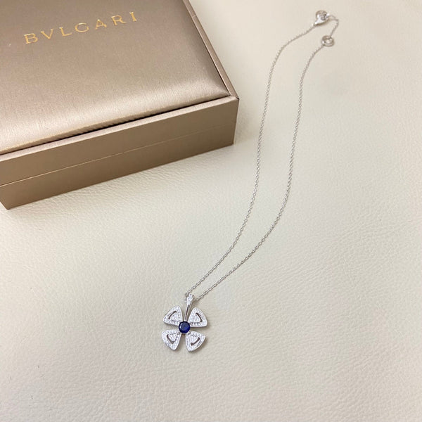 BVL Flower Blue Diamond Windmill Necklace