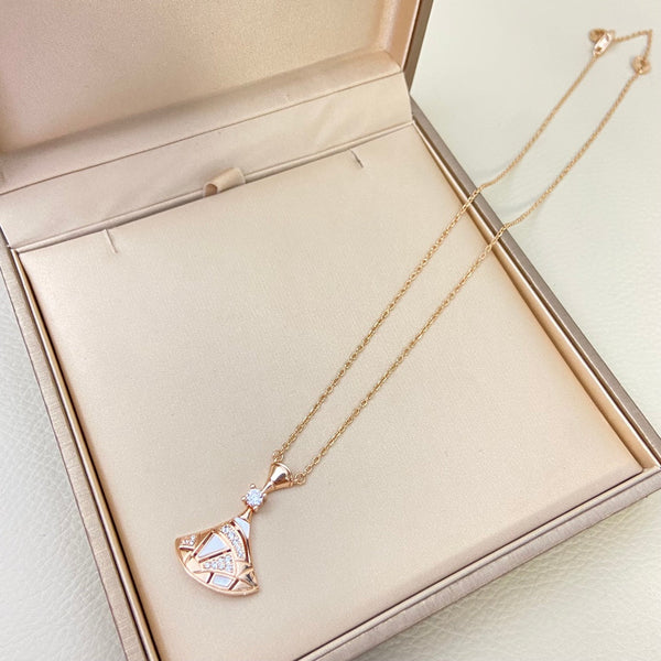 BVL Camouflage Necklace White Mop Diamond Pink Gold