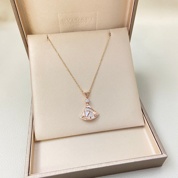 BVL Camouflage Necklace White Mop Diamond Pink Gold