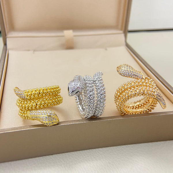 BVL Triple Beaded Diamond Snake Ring