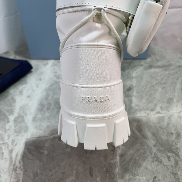 PRA Logo-Plaque Snow Boots With Pouch White Recycled Polyamide Cowhide Black