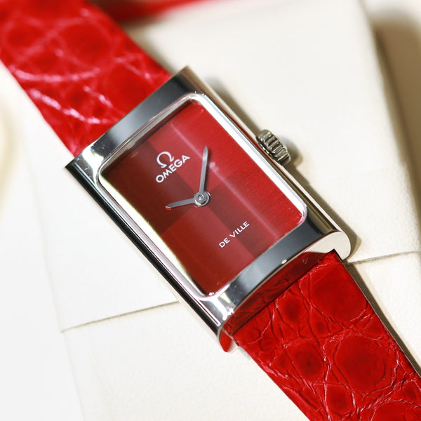 Omega De Ville 26.12mm Silver Red Dial