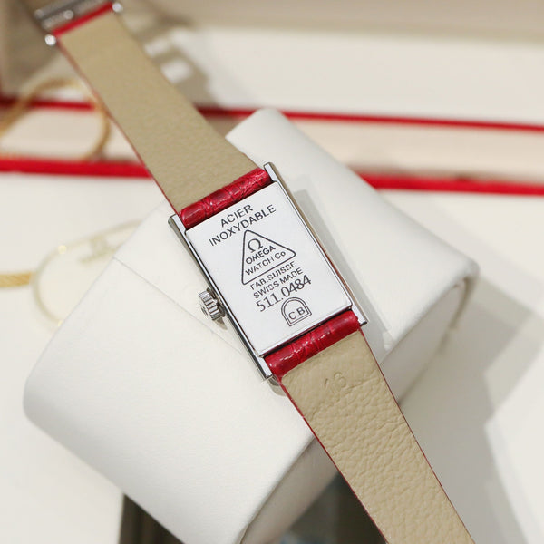 Omega De Ville 26.12mm Silver Red Dial