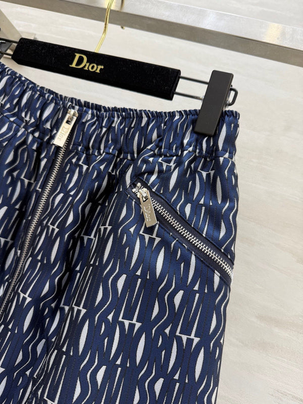 CD 25 Letter Skirt Blue Jacquard Fabric